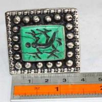 Baf 240 bague sceau t57 46gr afghane afghanistan argent turquoise intaille lezard 2 