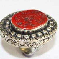 Baf 252 bague sceau t56 45gr afghane afghanistan argent cornaline ethnique intaille antilope 1 