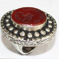 Baf 255 bague t56 45gr afghane afghanistan argent cornaline ethnique intaille chameau 1 