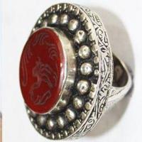 Baf 255 bague t56 45gr afghane afghanistan argent cornaline ethnique intaille chameau 2 