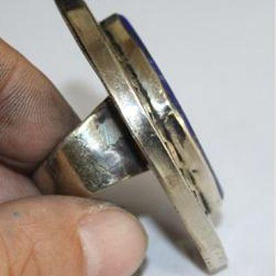 Baf 421 bague sceau t62 37gr afghane afghanistan argent lapis lazuli ethnique intaille gazelle 4