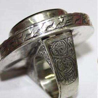 Baf 427 bague sceau coranique t59 45gr afghane afghanistan argent onyx noiri ethnique intaille coran 4
