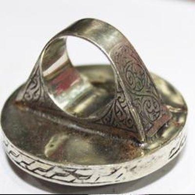 Baf 427 bague sceau coranique t59 45gr afghane afghanistan argent onyx noiri ethnique intaille coran 5