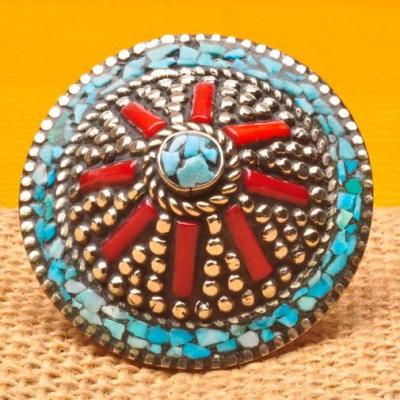 Baf 501a bague t54 afghan afghanistan corail turquoise achat vente bijoux ethniques 1
