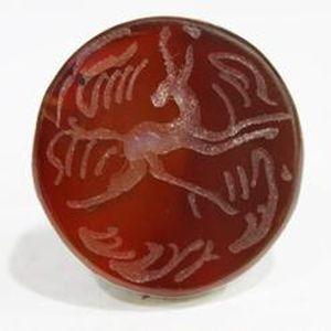 Baf 504 pendentif sceau afghan romain antilope intaille 30mm 23gr cornaline argent ethnique 2 