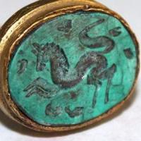 Baf 507 bague t53 afghanne romaine intaille 18x20mm 10gr turquoise argent ethnique 2