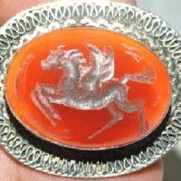 Baf 808 bague sceau t55 21gr afghane afghanistan argent cornaline ethnique intaille pegase 1 