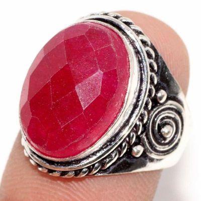 Bag 002b bague chevaliere medievale t55 rubis 6gr cachemire 15x10mm bijou argent 925 achat vente