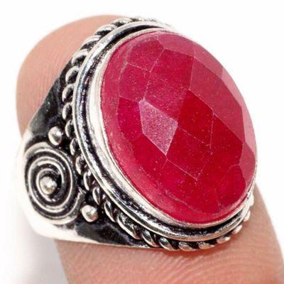 Bag 002b bague chevaliere medievale t55 rubis 6gr cachemire 15x10mm bijou argent 925 achat vente