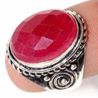 Bag 002c bague chevaliere medievale t55 rubis 6gr cachemire 15x10mm bijou argent 925 achat vente