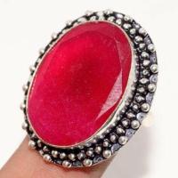 Bag 005a bague ethnique medievale t60 rubis 13gr ovale 20x30mm bijou argent 925 achat vente