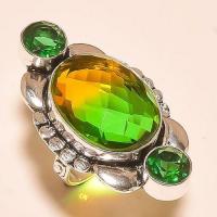 Bag 008a bague t56 tourmaline verte quartz bijoux medievale argent 925 vente achat