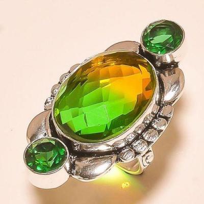 Bag 008b bague t56 tourmaline verte quartz bijoux medievale argent 925 vente achat