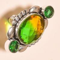 Bag 008c bague t56 tourmaline verte quartz bijoux medievale argent 925 vente achat