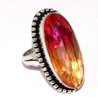 Bag 010a bague chevaliere anneau t57 tourmaline 12gr 15x35mm orange roset vente bijou argent 925