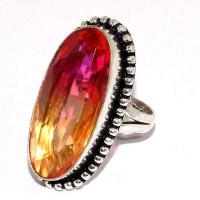 Bag 010b bague chevaliere anneau t57 tourmaline 12gr 15x35mm orange roset vente bijou argent 925