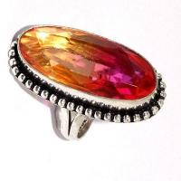 Bag 010c bague chevaliere anneau t57 tourmaline 12gr 15x35mm orange roset vente bijou argent 925