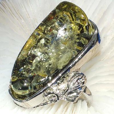 Bag 012a bague chevaliere ambre vert t59 40x20mm 24gr argent 925