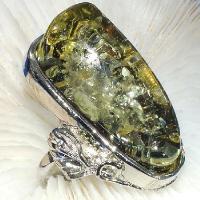 Bag 012b bague chevaliere ambre vert t59 40x20mm 24gr argent 925