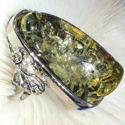 Bag 012c bague chevaliere ambre vert t59 40x20mm 24gr argent 925