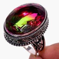 Bag 013b bague chevaliere t60 tourmaline 22gr 18x25mm rose vert achat vente bijou argent 925