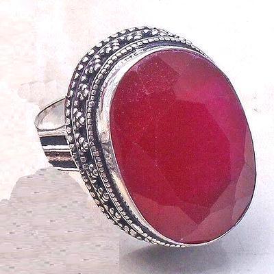 Bag 018a bague chevaliere rubis 18x28mm 15gr t57 argent 925