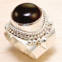 Bag 021a bague chevaliere t57 anneau onyx noir 13mm argent 925