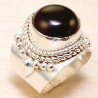 Bag 021b bague chevaliere t57 anneau onyx noir 13mm argent 925