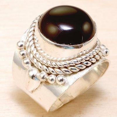 Bag 021c bague chevaliere t57 anneau onyx noir 13mm argent 925