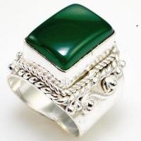 Bag 022a bague chevaliere onyx vert t59 13gr argent925