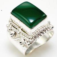 Bag 022b bague chevaliere onyx vert t59 13gr argent925