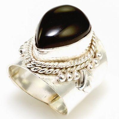 Bag 023c bague chevaliere onyx noir t58 13gr argent925