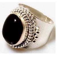 Bag 024a bague chevaliere onyx noir t54 7gr argent925