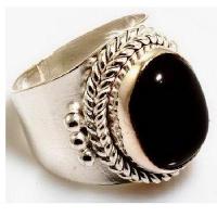 Bag 024b bague chevaliere onyx noir t54 7gr argent925