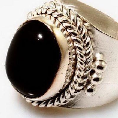 Bag 024c bague chevaliere onyx noir t54 7gr argent925