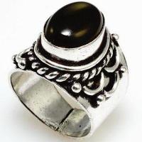 Bag 025a bague chevaliere onyx noir t57 11gr argent925