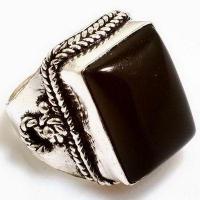 Bag 026a bague chevaliere onyx noir t57 11gr argent925