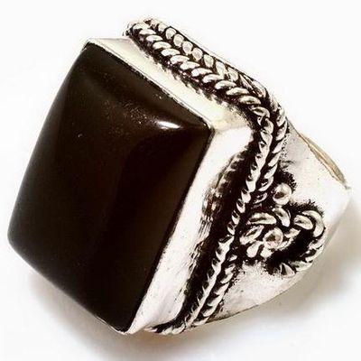 Bag 026c bague chevaliere onyx noir t57 11gr argent925