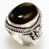 Bag 027a bague chevaliere onyx noir t55 9gr argent925