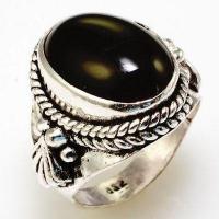 Bag 028b bague chevaliere onyx noir t58 9gr 14x18mm argent925