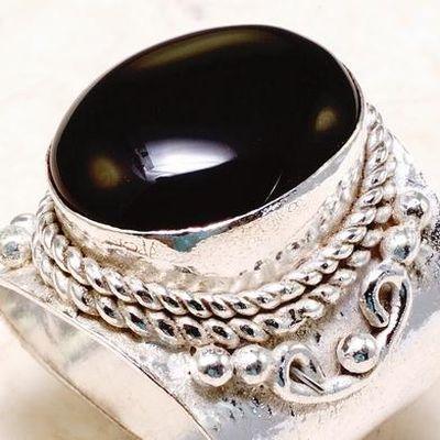 Bag 029a bague chevaliere onyx noir t59 13gr 14x18mm argent 925