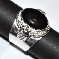 Bag 031b bague chevaliere reglable 9gr onyx 12x16mm