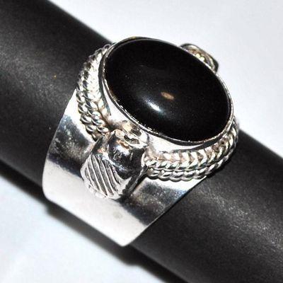 Bag 031a bague chevaliere reglable 9gr onyx 12x16mm