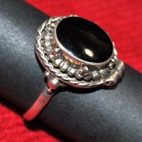 Bag 032a bague chevaliere poison onyx 10x12mm 7gr argent 925 gothique