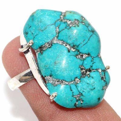 Bag 036c bague chevaliere 9gr t55 turquoise 20x30 ethnique gothique steampunk argent 925