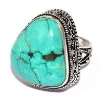 Bag 038a bague chevaliere t59 15gr 22x26mm turquoise ethnique tibet achat vente bijou argent 925