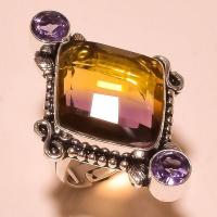 Bag 045a bague chevaliere t58 ametrine amethyste medievale achat vente bijou monture argent 925