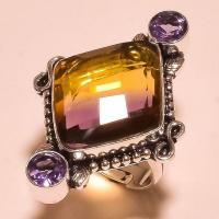 Bag 045c bague chevaliere t58 ametrine amethyste medievale achat vente bijou monture argent 925