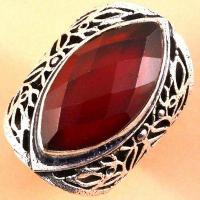 Bag 049b bague chevaliere t55 rubis 13x25mm 14gr medievale bijou argent925