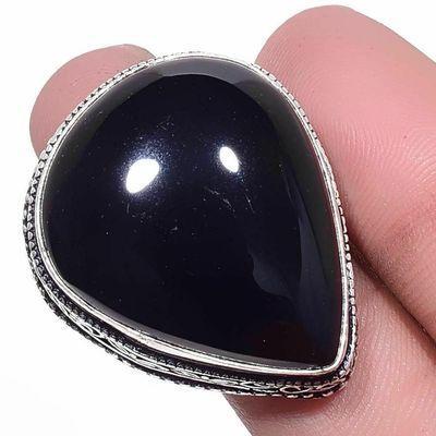 Bag 056c bague chevaliere 17gr t55 onyx noir 22x30mm bijou art deco gothique argent achat vente